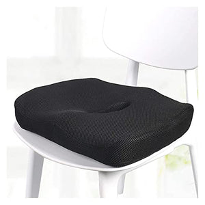 HHWKSJ Cushion - Portable Seat Cushion for Chairs, Car, Office, Commute, Airplane, Wheelchair - Relieve Sciatica, Coccyx/Tailbone & Back Pain - Ergonomic Design - Long Lasting (Black)