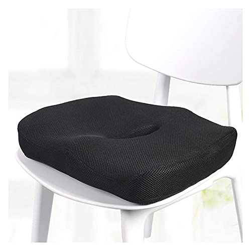 HHWKSJ Cushion - Portable Seat Cushion for Chairs, Car, Office, Commute, Airplane, Wheelchair - Relieve Sciatica, Coccyx/Tailbone & Back Pain - Ergonomic Design - Long Lasting (Black)