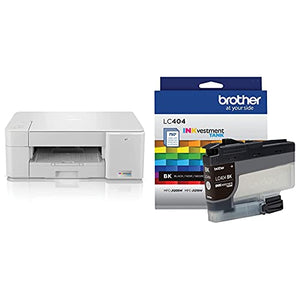 Brother MFC-J1205W INKvestment Tank Wireless Multi-Function Color Inkjet Printer with Up to 1-Year in Box,White + Brother Genuine LC404BKYield Black INKvestment Tank Ink Cartridge
