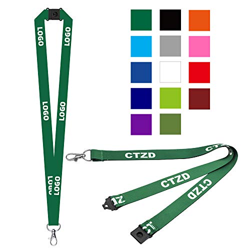 100 Pack Customized Neck Straps Custom Lanyards Print Your Logo Text Name Image with Safety Breakaway and Metal Clip for Office Company School