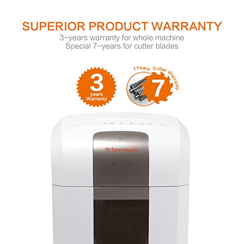 Bonsaii EverShred Pro 3S23 Heavy Duty 14-Sheet Cross-Cut Paper/CD/Credit Card Shredder, 6 Gallons Wastebasket with 4 Casters and 120 Minutes Running Time, White