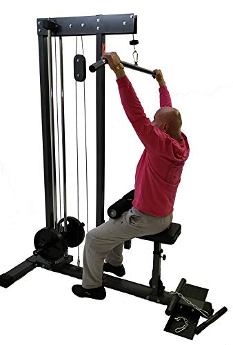 TDS Super LAT Pull Down and Low Row Cable Machine (Grey Finish) with CR Plated Solid Steel Guide rods for Smooth Performance