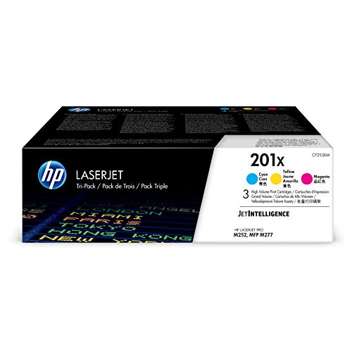 HP 201X Toner Cartridge Cyan, Yellow & Magenta High Yield, 3 Toner Cartridges (CF401X, CF402X, CF403X) for HP Color LaserJet Pro M252dw M277 MFP M277c6 M277dw MFP 277dw