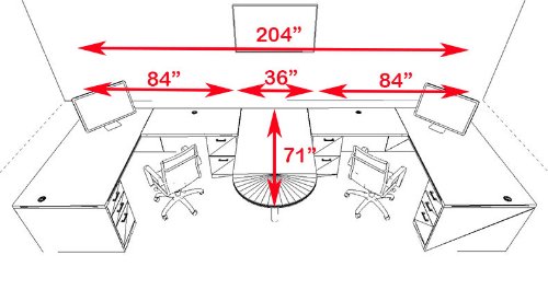 UTM Modern Executive Office Workstation Desk Set, Two Persons, CH-AMB-S54