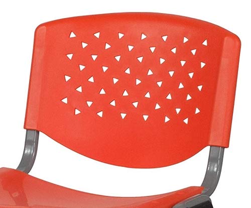 Contemporary Versatile Stacking Chairs Commercial Grade Material Ergonomically Contoured Perforated Back Design Durable Titanium Powder Coated Frame Office Home Furniture - Set of 5 Orange #2173