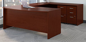 Bush Business Furniture SRC043MASU Series C 72W x 36D Bow Front U Shaped Desk with Mobile File Cabinets, Mahogany