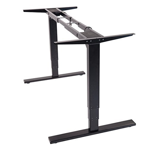 Lihidesk LJ202 Electric Height Adjustable Standing Desk Frame Only/Sit Stand - Dual Motors Electric Motorized Desk Base with LCD Digital Memory Keyboad, 3 Segments (Black)