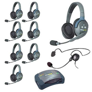 EARTEC 9-Person Wireless Intercom System with 8 Ultralite Dual Ear Headsets and 1 Cyber Headset