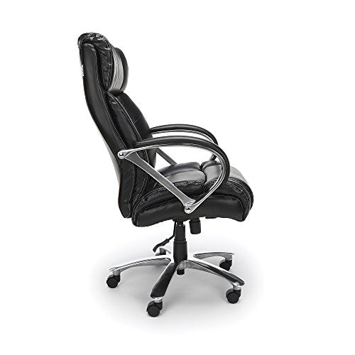 OFM Avenger Series Big and Tall Leather Executive Chair - Black Computer Chair with Arms, Black/Chrome (810-LX-BLK)