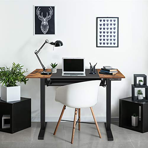EAGLE PEAK Electric Adjustable Height Standing Desk with Keyboard Tray 48 x 24 Inch Sit or Stand Up Desk Computer Workstation with Memory Controller (Black and Rustic Brown Top/Black Frame)