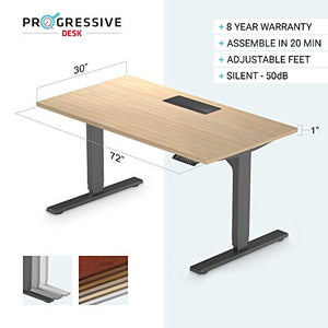 PROGRESSIVE DESK 72 inch Standing Desk, Dual Motor 3 Stages Height Adjustable Large Electric Stand up Office Desk 72"x30". Compatible with Wheels and Drawer