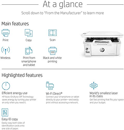 HP Laserjet Pro M28w Multi-Function Wireless Printer, Copy & Scan with Smart App, W2G55A (Renewed)