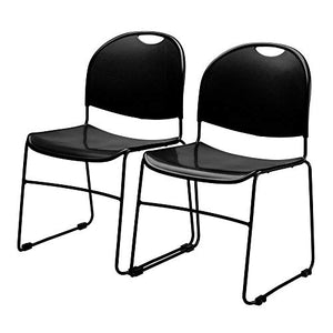 National Public Seating Ultra-Sled Base Cafetorium Chair - Black (Pack of 12)