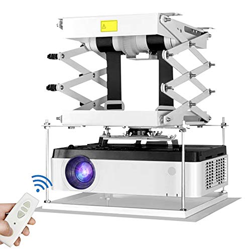 Frifreego Motorized Projector Lift 70cm/27.56inches Ceiling Hidden Type Projector Mount Electric Projector Cross Bracket Projector Hanger with Remote Control for Office Meeting Room Home Cinema
