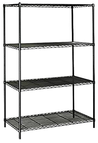 Safco Products 5294BL Industrial Wire Shelving Starter Unit 48"W x 24"D x 72"H (Add-On Unit and Extra Shelf Pack sold separately), Black