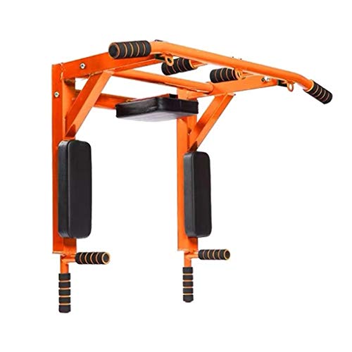Pull-Up Bar Wall Mount Chin Up Bar with Hangers for Punching Bags Power Ropes Strength Training Equipment for Home Gym 880 LB Weight Capacity (Color : Orange)