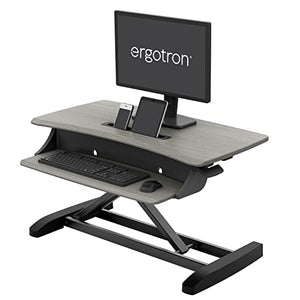 Ergotron WorkFit-Z Mini Small Standing Desk Converter - 31 Inch Width, Grey Woodgrain