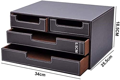 None File Storage Cabinet PU Leather Organizer with 4 Small Drawers (Size: A1/B1)