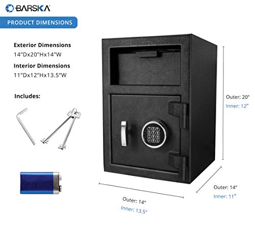 BARSKA Digital Multi-User Keypad Security Depository Drop Safe with Front Load for Cash, Money, Mail, Business, AX13656