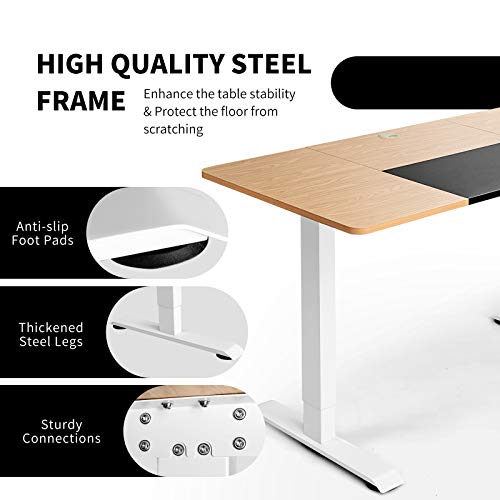 RELAX4LIFE Electric Height Adjustable Standing Desk Lifting Gaming Table Workstation W/Mouse Pad, 4 Programmable Presets Controller, Home Office Memory Stand Up Desk(55” x 28”, Natural+Black)