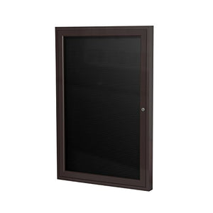 Ghent 3" x 2" 1 Door Enclosed Flannel Letter Board, Black Letter Panel, Bronze Aluminum Frame (PB132B-BK)