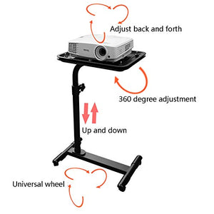 LaseVe Mobile Standing Desk Laptop Trolley Stand Media Podium - Height Adjustable, Black - Projector Brackets - 40 * 30cm, 45 * 35cm
