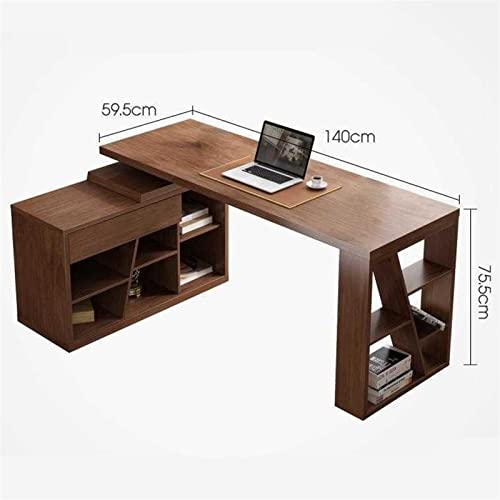BinOxy Computer Desk with Bookshelf and Rotatable Locker - Modern Luxury Home Office PC Desk