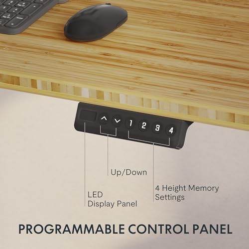 SANODESK Standing Desk with Dual Motor, 3-Stage Lifting Column, Handset - 78" Real Bamboo Desk/White Frame