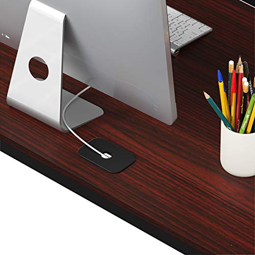 SHW Home Office 55"x60" Large L Shaped Corner Desk, Black Cherry