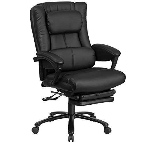 Flash Furniture High Back Black Leather Executive Reclining Swivel Chair with Lumbar Support, Comfort Coil Seat Springs and Arms