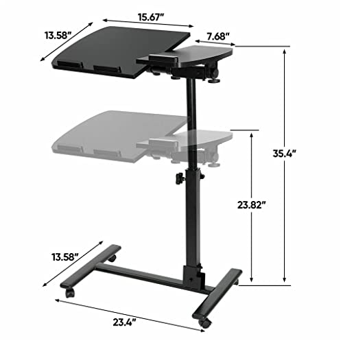 WAWJB Angle Height Adjustable Rolling Laptop Desk Over Sofa Bed Notebook Table Stand