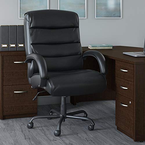 Bush Business Furniture Soft Sense Big and Tall High Back Leather Executive Office Chair in Black