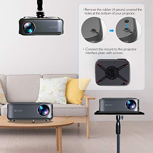 Video Projector, GuDee Projectors 1080P Full HD Overhead Projector Portable for Computer Laptop Business Game PowerPoint Presentation Home Theater Compatible with iPhone Android USB HDMI