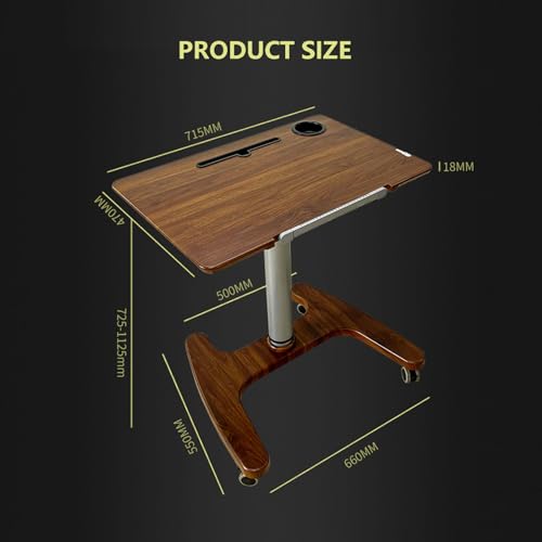 HGTRH Mobile Laptop Stand Desk Rolling Cart with Adjustable Height and Tilting Top