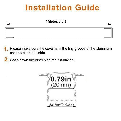 LightingWill U Shape LED Aluminum Channel 20Pack - Anodized Silver 6.6ft/2M - 36x24mm - 20mm Width - for Cabinet Kitchen LED Strip Lighting