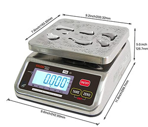 VisionTechShop TVS Portion control Stainless steel Washdown Scale, Lb/Oz/Kg/g Switchable, Low Profile Design, 30lb Capacity, 0.005lb Readability, Dual Display, NTEP Legal for Trade Coc #19-058