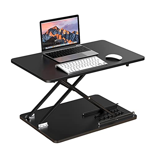 Standing Desk Converter 25.4inch Height Adjustable Sit to Stand Up Desk Riser Home Office Desk Workstation for Monitors Laptop (Color : Black)