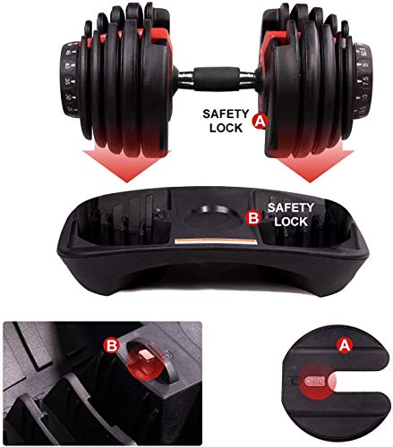 Deloboll Adjustable Dumbbell Set 50 lbs Fitness Dial Dumbbell Series Strength Training Weights Gym Equipment for Man and Women 2 pack (1 Pair)