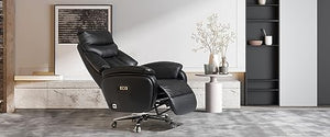 Kinnls Coast Power Office Recliner Chair - Black Genuine Leather Executive Desk Chair
