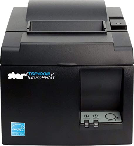 Star Micronics TSP143IIIU Thermal POS Receipt Printer, Charcoal Grey - Mfi-USB Connectivity, 203 dpi, Auto-Cutter