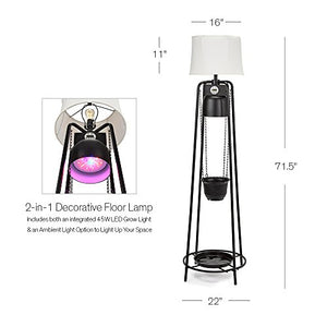 Catalina Lighting Glo Gro 45-Watt LED Grow Light, Étagère Floor Lamp with Adjustable Plant Housing and Integrated Timer, Black, 20745-000