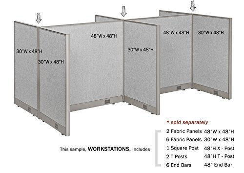 GOF [Large Quantity Orders] Office Single Partition Custom Built Workstation Wall Office Divider (4, 36" w x 72" h)