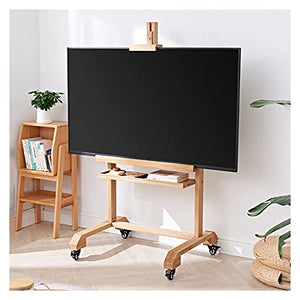 HYDT Wooden Floorstanding TV Stand Easel with Storage Shelf