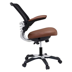 Modway Edge Mesh Back and White Vinyl Seat Office Chair With Flip-Up Arms - Computer Desks in Tan
