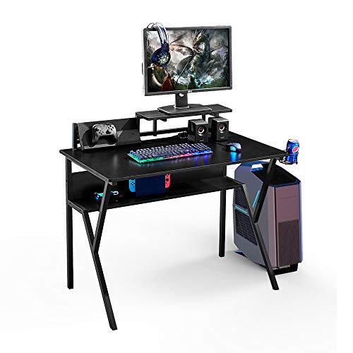 Homesailing Modern Computer PC Desk Table Black with Hutch and Storage Shelf Cup Holder, Office Workstation Student Gaming Writing Study Desk for Home Furniture 41”