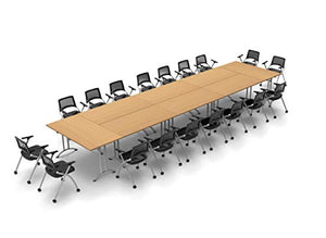 TeamWORK Tables Folding Conference Tables & Chairs Set - 18 Person Model 7313, Beech Color