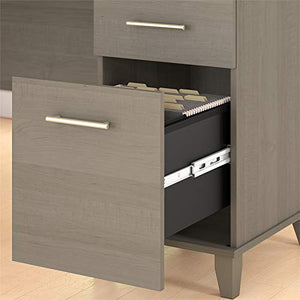Bush Furniture Somerset 60W Office Desk with Lateral File Cabinet and 5 Shelf Bookcase in Ash Gray
