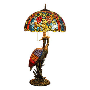 NINGZ Handmade Stained Glass Tiffany Style Table Lamp 18" Dark Grape Flower Desk Lamp - Antique Light Base for Living Room, Study, Bedroom - Female Color