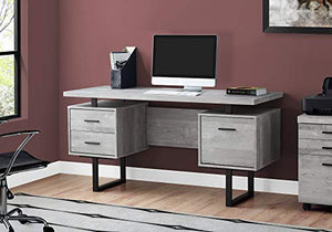 Monarch Specialties Computer Desk with Drawers - Contemporary Style - Home & Office Computer Desk with Metal Legs - 60"L (Grey Reclaimed Wood Look)