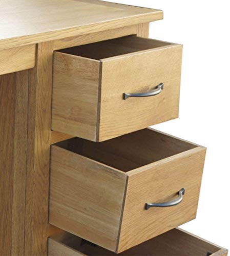 Yyl Desk with 3 Drawers | Solid Oak Wood Computer Desk | Home Office Desk Workstation 106x40x75 cm